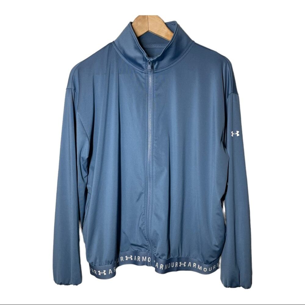 Under Armour Blue Full Zip Heatgear Lightweight Jacket Large Womend Workout